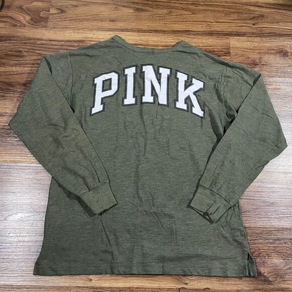 Victoria's Secret PINK Logo Long sleeve Button Front Pullover Shirt Women Medium - Picture 5 of 5